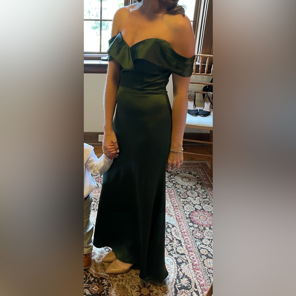 Revelry- Deep Olive 813 Bardot Crepe Dress